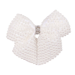 White Pearl Hair Bows With Hair Clips