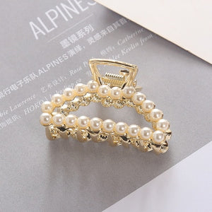 Claw Geometric Imitation Pearl Hairpin