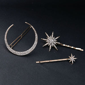 Branded Star Moon Rhinestone Hair Clip