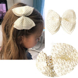 White Pearl Hair Bows With Hair Clips